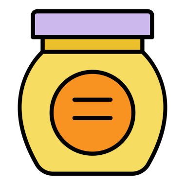 Meyve reçeli kavanozu simgesi renk ana hatları vektörü