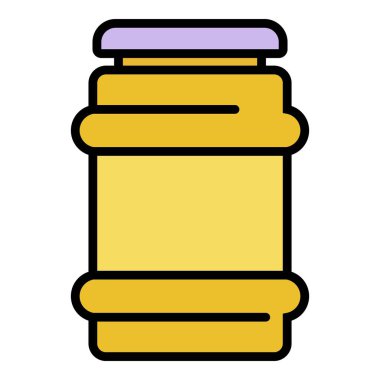 Glassware reçel kavanozu simgesi renk ana hatları vektörü