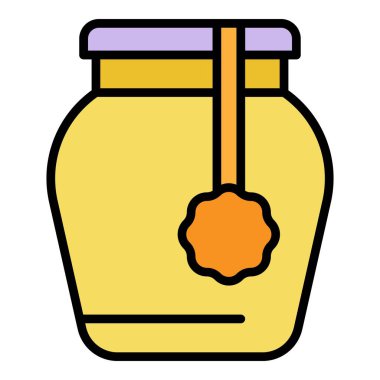 Dükkan reçel kavanozu renk ana hatları vektörü