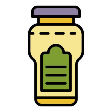 Şirin reçel kavanozu renk ana hatları vektörü