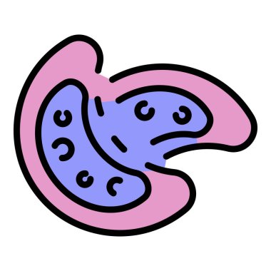 Bakteri çarpma simgesi renk ana hatları vektörü