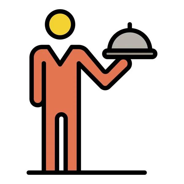 Hombre camarero icono color contorno vector — Archivo Imágenes Vectoriales