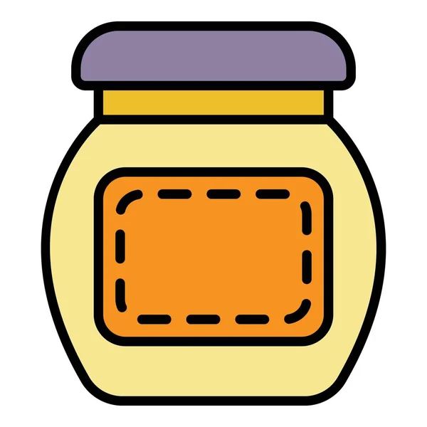 Glass jam jar icon color outline vector — Stock Vector