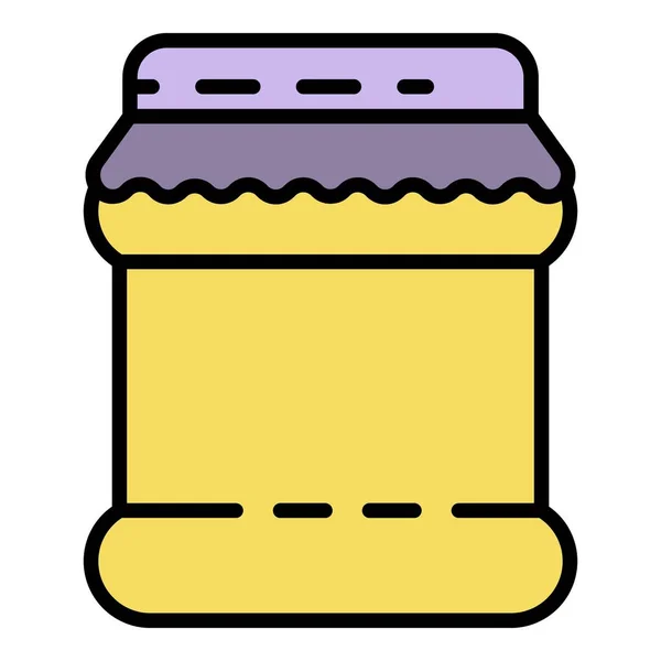 Zelfgemaakte jam pot pictogram kleur omtrek vector — Stockvector