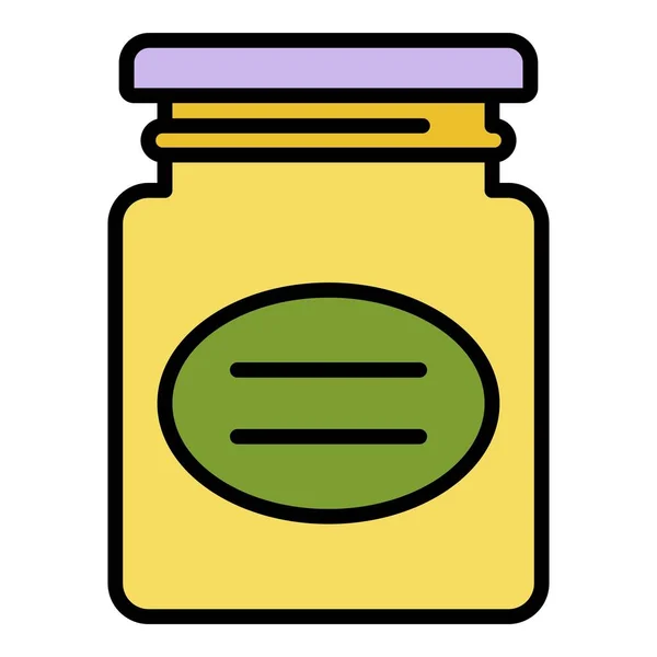 Alimento jam jar icono color contorno vector — Archivo Imágenes Vectoriales