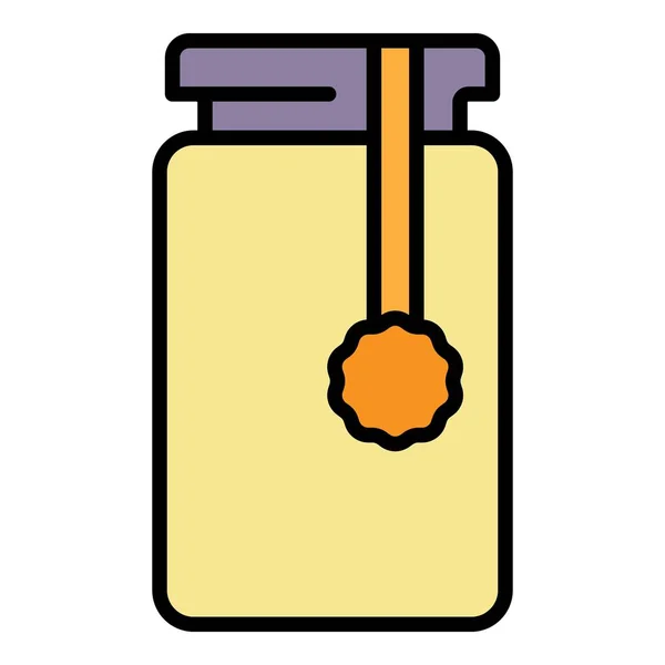 Γλυκό εικονίδιο βάζο μαρμελάδα διάνυσμα περίγραμμα χρώμα — Διανυσματικό Αρχείο