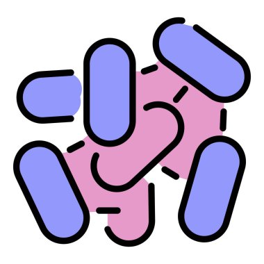 Bağırsak bakterisi simgesi renk ana hatları vektörü