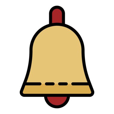 Okul çanı simgesi renk ana hatları vektörü