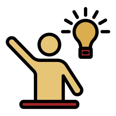 Ampul fikri simgesi renk ana hatları vektörü