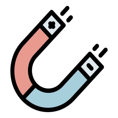 Magnet simgesi renk ana hatları vektörü