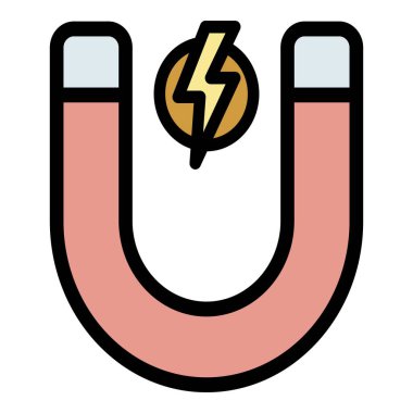 Magnet enerji simgesi renk ana hatları vektörü