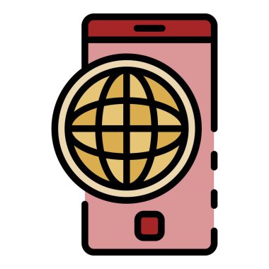 Web güvenli sörf simgesi renk ana hatları vektörü