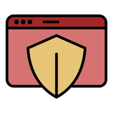 Güvenli web sayfası simgesi renk ana hatları vektörü