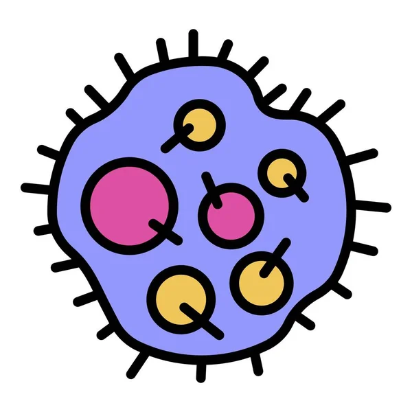 Sporen innerhalb des Bakteriensymbols Farbumrissvektor — Stockvektor