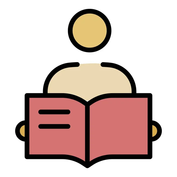 Hombre libro abierto icono color contorno vector — Archivo Imágenes Vectoriales