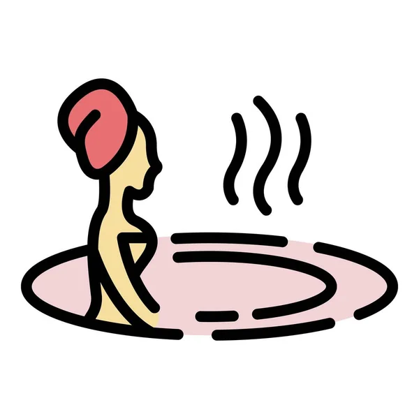 Mulher água massagem ícone cor contorno vetor —  Vetores de Stock