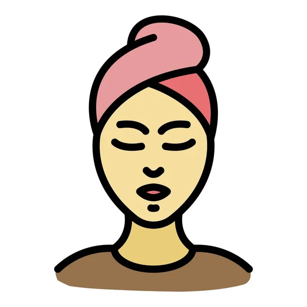 Femme procédure spa icône couleur contour vecteur — Image vectorielle