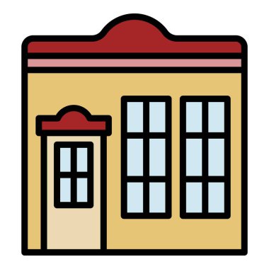 Sokak mağazası simgesi renk ana hatları vektörü