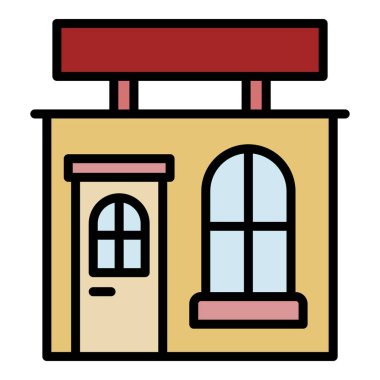 Kahve dükkanı simgesi renk ana hatları vektörü