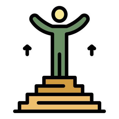 Personel eğitimi podyum ikonu renk ana hatları vektörü