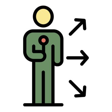 Eğitim konuşmacısı ders simgesi renk ana hatları vektörü