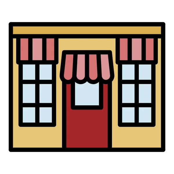 Vetor de contorno de cor de ícone de loja de comida de rua — Vetor de Stock