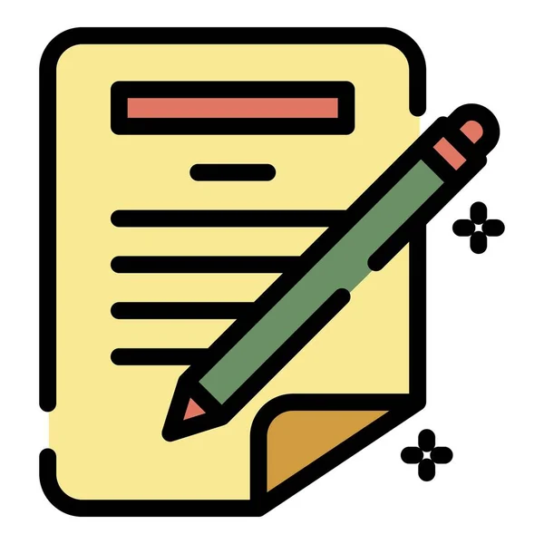 Pen schrijven papier pictogram kleur omtrek vector — Stockvector