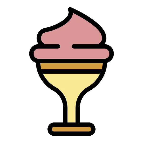 Icecream Cocktail Symbol Farbe Umrissvektor — Stockvektor