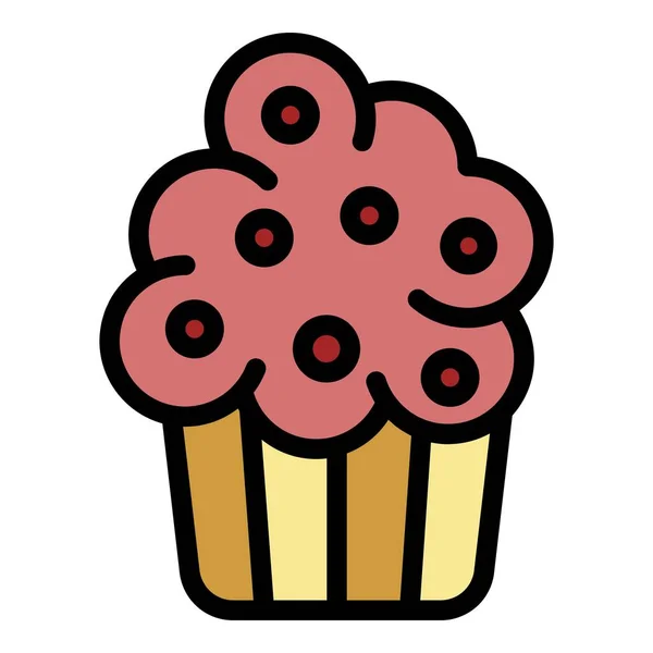 Crème cupcake pictogram kleur omtrek vector — Stockvector