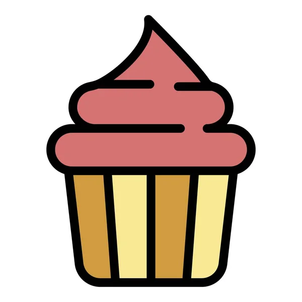 Cupcake-Symbol Farbe Umrissvektor — Stockvektor