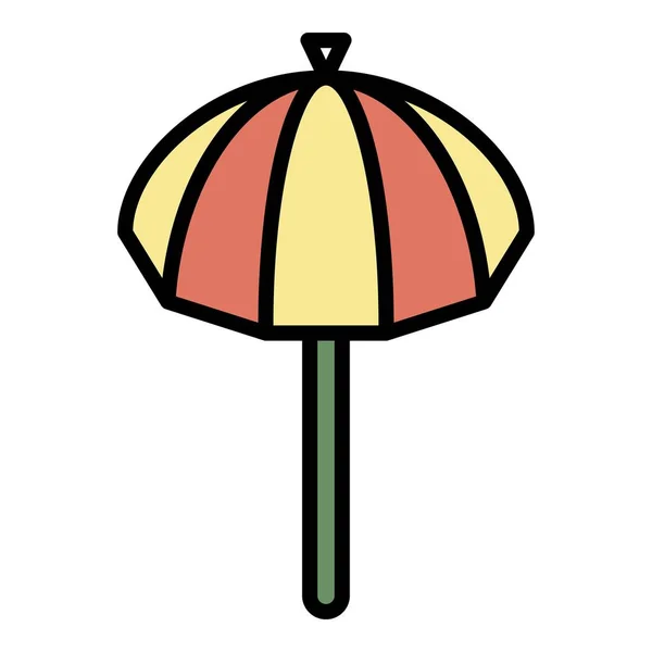 Sonnenschirm-Symbol Farbe Umrissvektor — Stockvektor