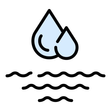 Su damlası ikon rengi ana hatları vektörü