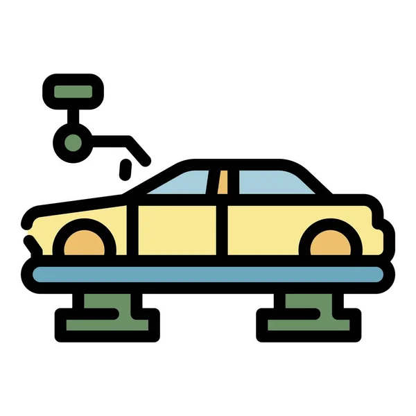 Auto assemblagelijn pictogram kleur overzicht vector — Stockvector