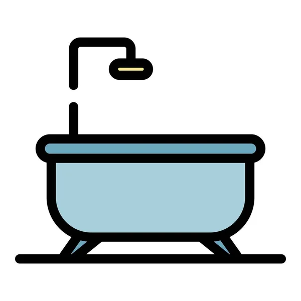 Bathtub icon color outline vector — Stock Vector