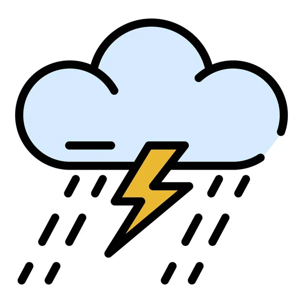 Tempesta nuvola pioggia icona colore contorno vettoriale — Vettoriale Stock