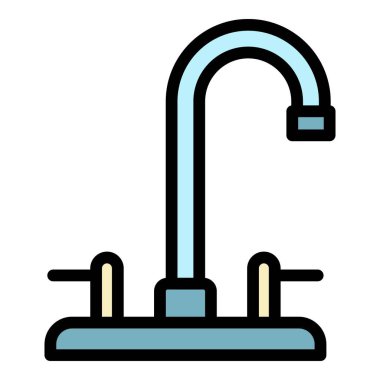 Musluk simgesi renk ana hatları vektörü