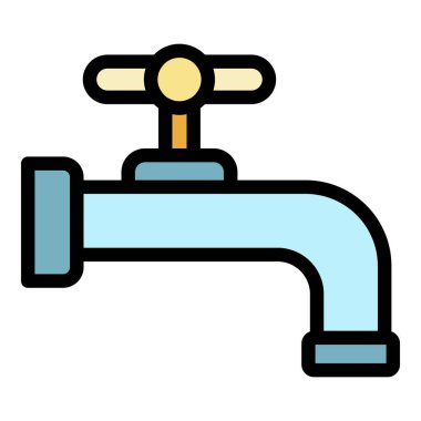 Hijyenik musluk simgesi renk ana hatları vektörü