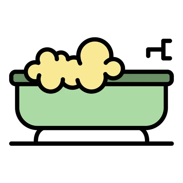 浴缸中的肥皂图标颜色轮廓矢量 — 图库矢量图片
