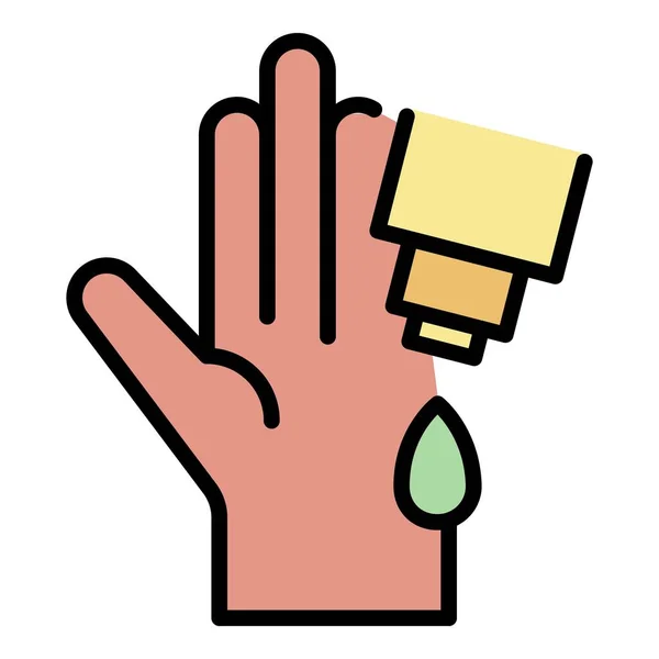 Crema de manos icono de saneamiento color contorno vector — Vector de stock