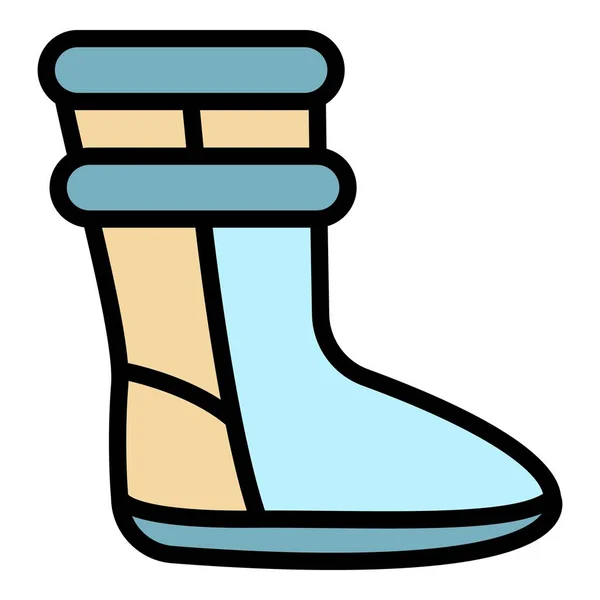 Vrouw ugg boot pictogram kleur omtrek vector — Stockvector