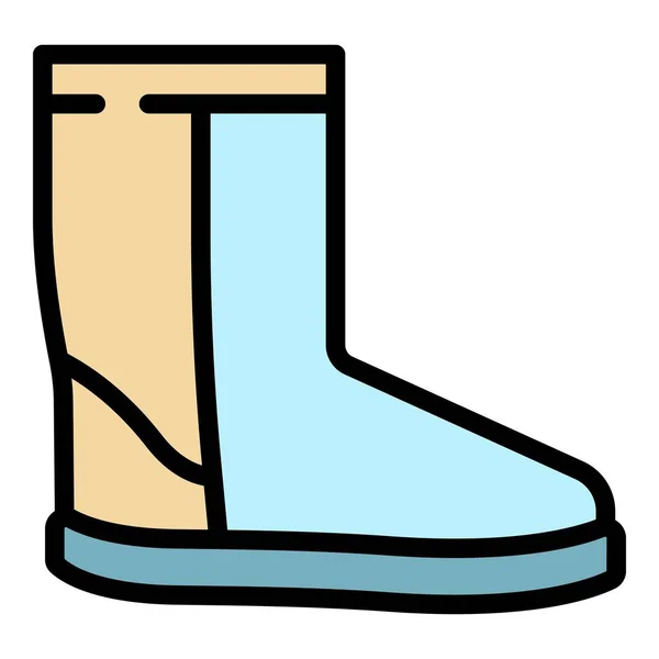 Invierno ugg icono de la bota color contorno vector — Vector de stock