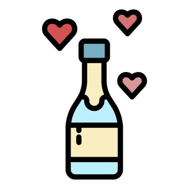 Balayı şampanya şişesi ikon renk taslak vektörü