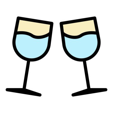 Balayı tost bardakları simgesi renk taslak vektörü