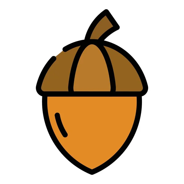 Acorn nut pictogram kleur omtrek vector — Stockvector