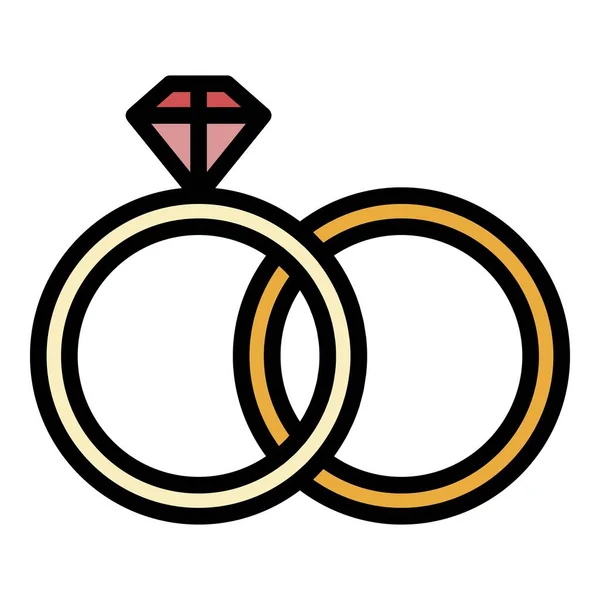 Vektor barev ikon svatebních prstenů — Stockový vektor