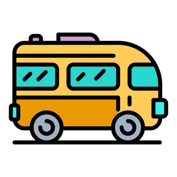 Excursión icono de bus color contorno vector — Vector de stock