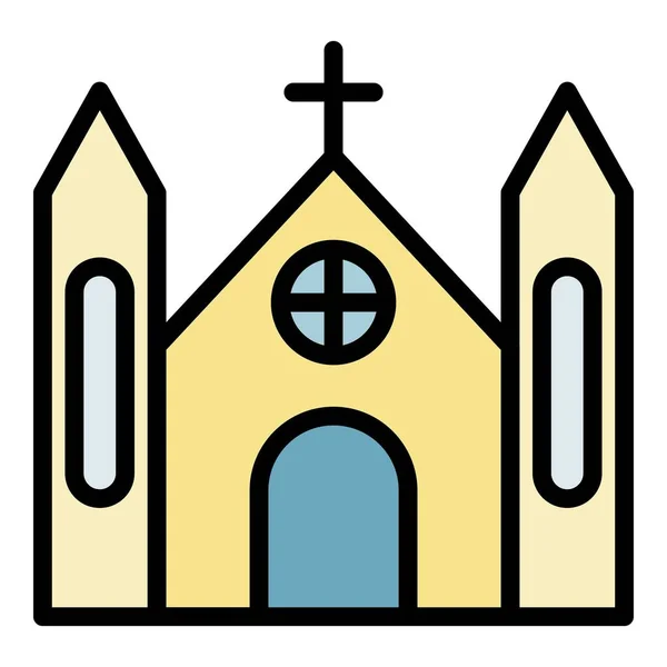 Jezus Kościół ikona kolor zarys wektor — Wektor stockowy