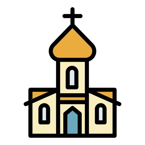 Iglesia ortodoxa icono color contorno vector — Vector de stock