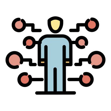 Yönetim ve kontrol baloncukları simgesi renk ana hatları vektörü