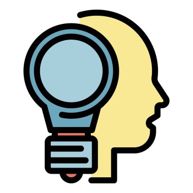 Ampul ve baş simgesi renk çizgisi vektörü